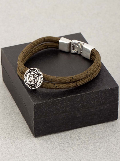 Dare by Voylla Men Olive Green & Silver-Toned Fabric Silver-Plated Handcrafted Wraparound Bracelet
Dare by Voylla Men Olive Green & Silver-Toned Fabric Silver-Plated Handcrafted Wraparound Bracelet