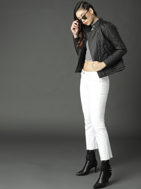 Roadster Women Black Solid Biker Jacket
