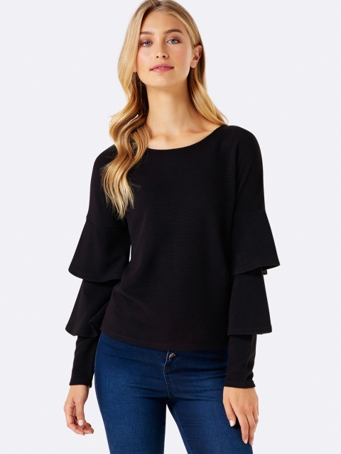 Forever New Women Black Solid Boxy Top