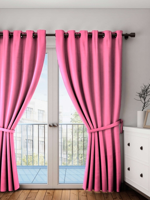 Lushomes Pink Solid Window Curtain
