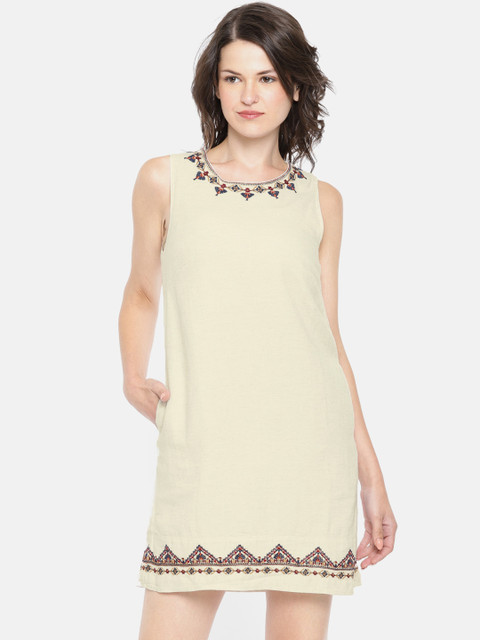 Vero Moda Women Beige Solid Sheath Dress 
Vero Moda Women Beige Solid Sheath Dress