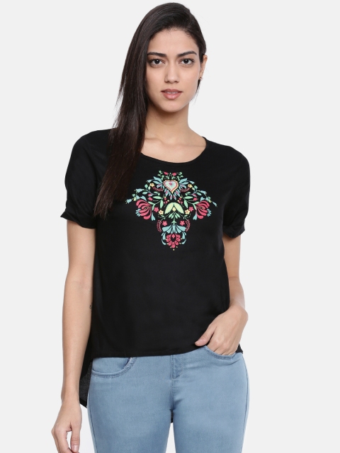 Bronz Women Black Printed Top