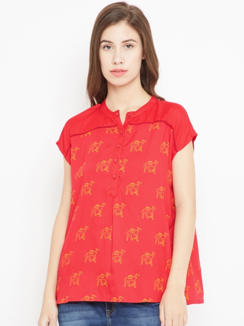 Bronz Women Red Printed Top