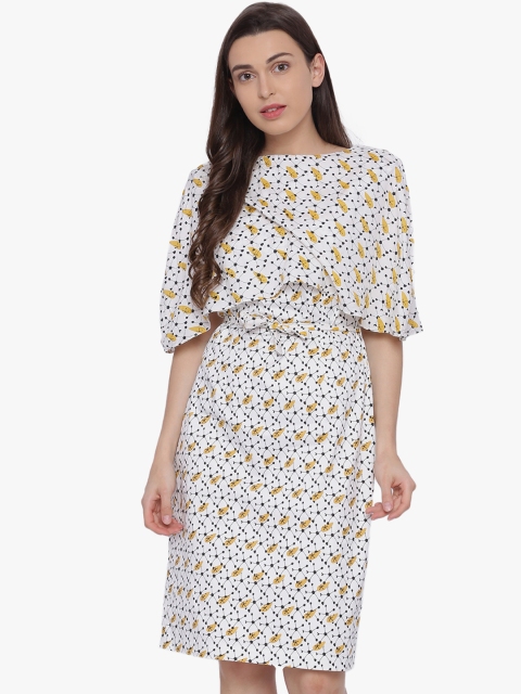 Van Heusen Woman White Printed A-Line Dress