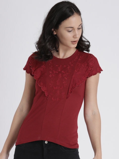 Splash Women Red Self Design Top