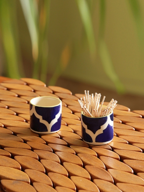 ExclusiveLane White & Blue Set of 2 Hand-Painted With Moroccon Ceramic Toothpick Holders
ExclusiveLane White & Blue Set of 2 Hand-Painted With Moroccon Ceramic Toothpick Holders