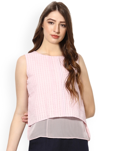 Soie Women Pink Self Design Top