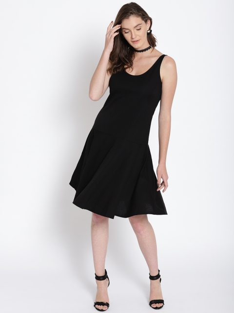 MANGO Women Black Solid A-Line Dress