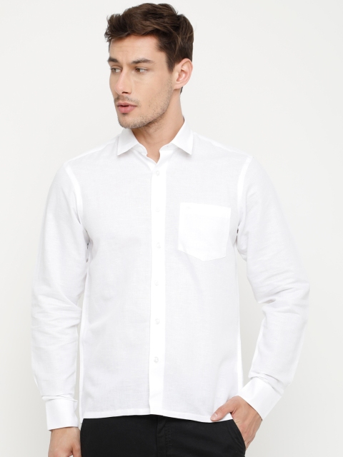 Chennis Men White Smart Regular Fit Solid Formal Shirt
