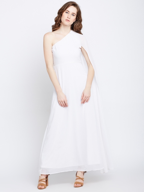 Femella Women White Solid Maxi Dress