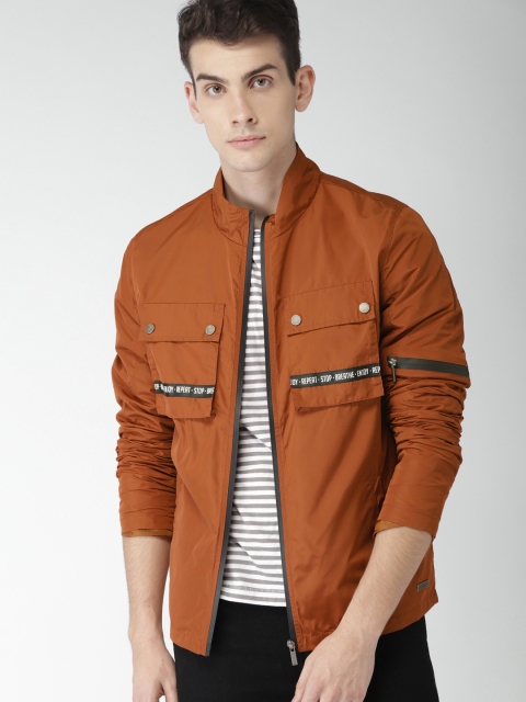 Mast & Harbour Men Brown Solid Tailored Jacket