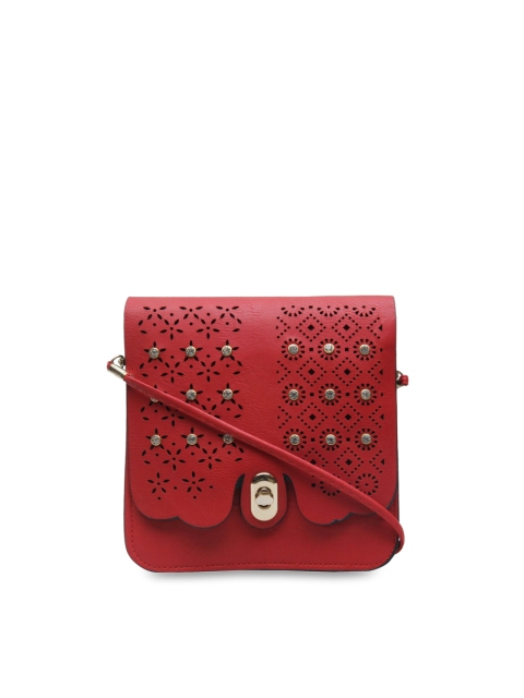 Harp Red Textured Sling Bag