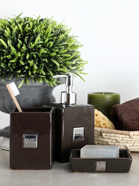 Pure Home and Living Set of 2 Brown Bathroom Accessories
