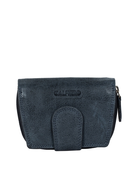 CALFNERO Women Navy Blue Solid Two Fold Wallet
