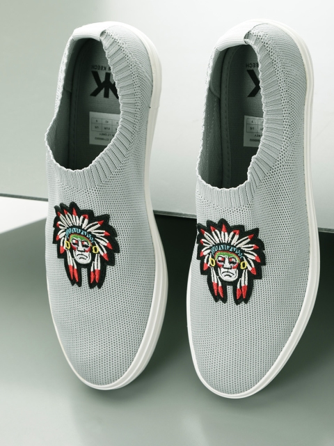 Kook N Keech Men Grey Slip-On Sneakers