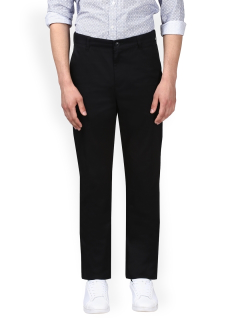 ColorPlus Men Black Custom Slim Fit Solid Regular Trousers