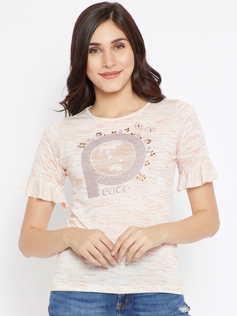 Madame Women Beige Embellished Top