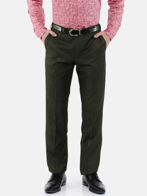 Park Avenue Men Brown Slim Fit Solid Formal Trousers