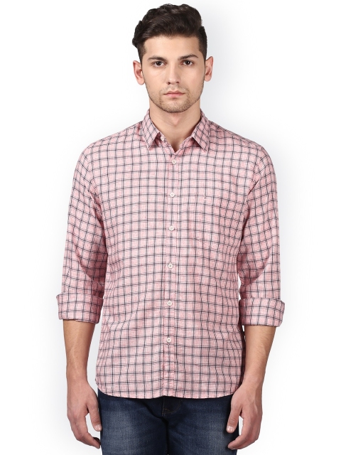 Parx Men Pink Slim Fit Checked Casual Shirt