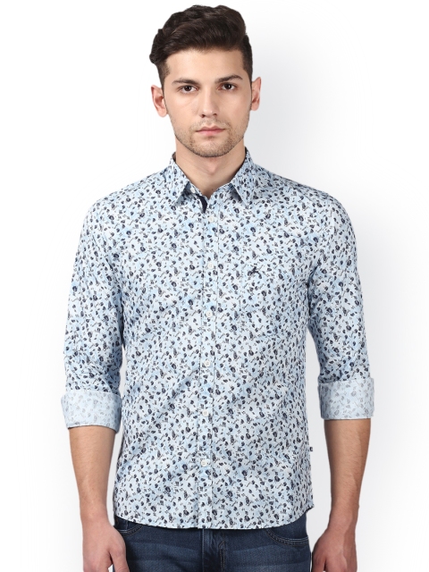Parx Men Blue Slim Fit Printed Casual Shirt