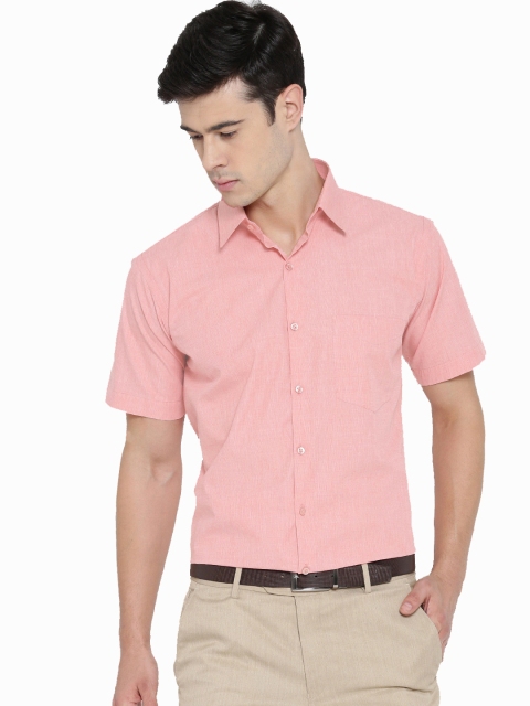 Hancock Men Coral Slim Fit Solid Formal Shirt