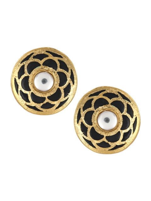Sia Art Jewellery Gold-Toned & Gold-Toned Circular Studs