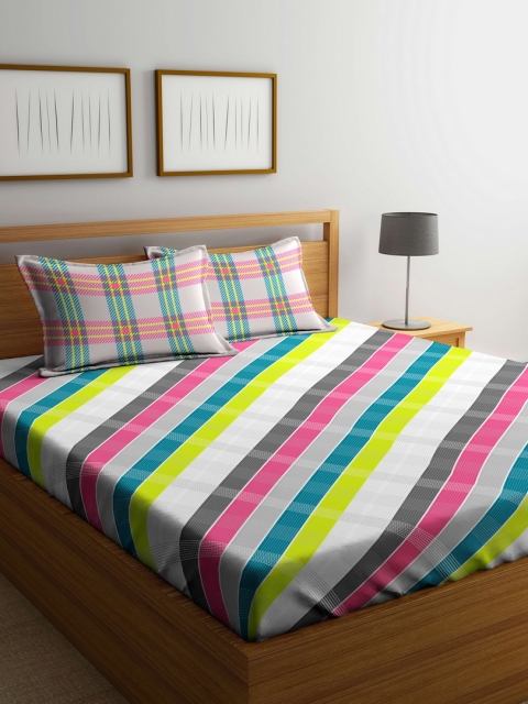 Portico New York Multicoloured Striped Flat 144 TC Cotton 1 Queen Bedsheet with 2 Pillow Covers, Multi
Portico New York Multicoloured Striped Flat 144 TC Cotton 1 Queen Bedsheet with 2 Pillow Covers, Multi