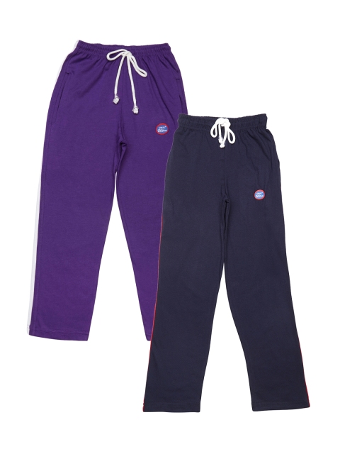 VIMAL JONNEY Boys Pack of 2 Slim Fit Track Pants, Navy blue