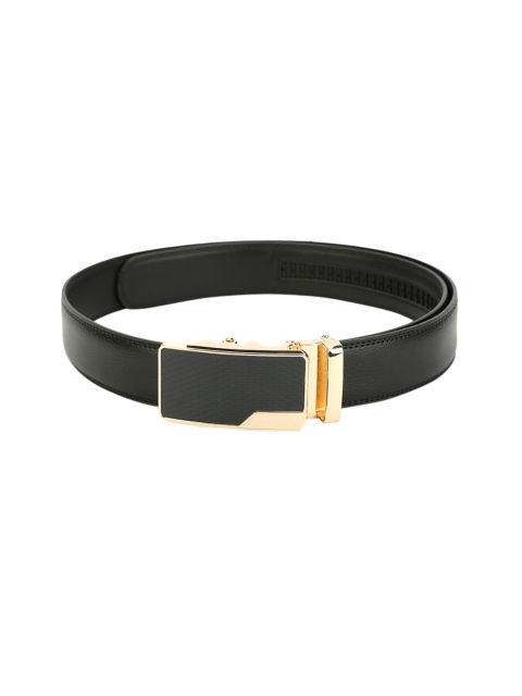 Pacific Gold Men Black Leather Solid Belt