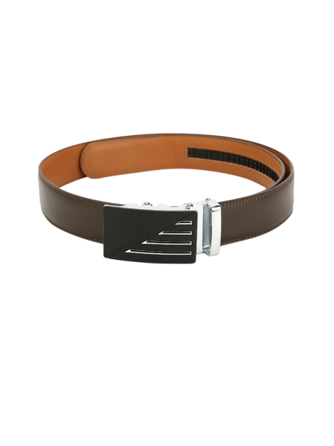 Pacific Gold Men Coffee Brown Solid Genuine Leather Belt