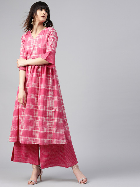 GERUA Women Pink Printed Kurta with Palazzos 
GERUA Women Pink Printed Kurta with Palazzos