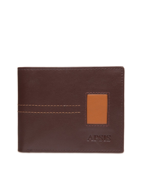 Apsis Men Brown Solid Two Fold Wallet