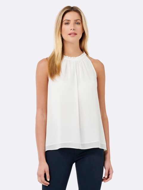 Forever New Women White Solid A-Line Top