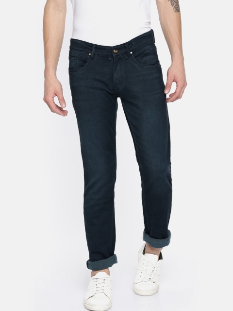 People Men Navy Blue Slim Fit Mid-Rise Clean Look Jeans