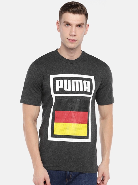 Puma Men Charcoal Grey Printed Round Neck Football T-shirt