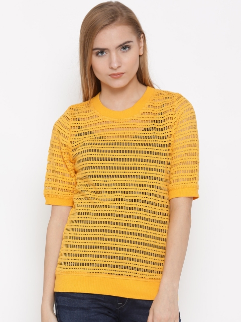 Vero Moda Women Yellow Lace Top
