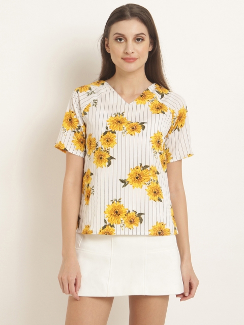 RARE Women White Printed Top