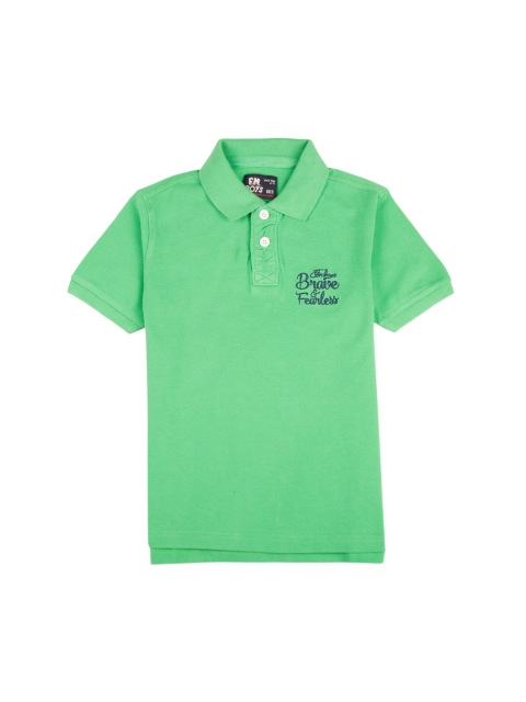 Flying Machine Boys Green Solid Polo T-shirt