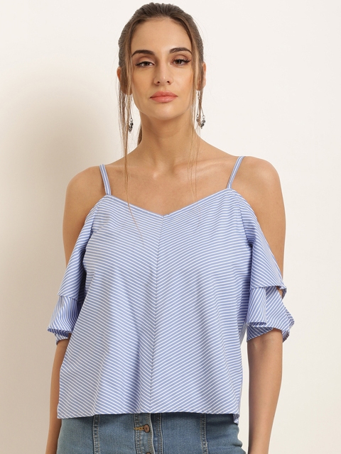 Marie Claire Women Blue Striped Top