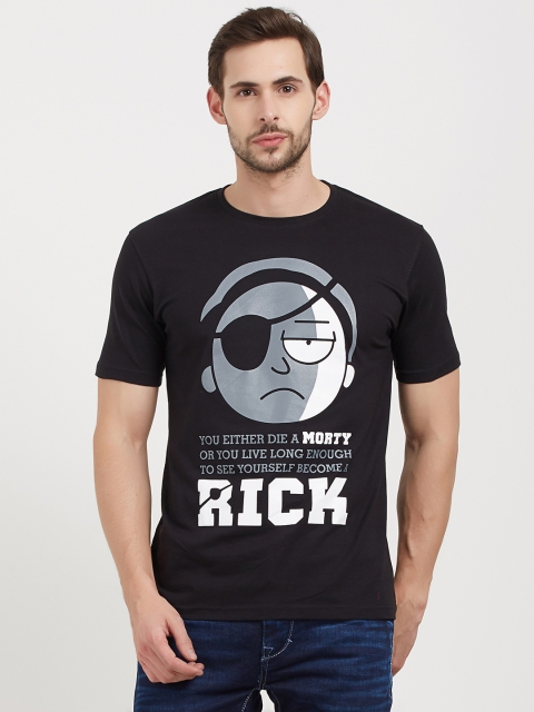 Redwolf Men Black Printed Round Neck T-shirt