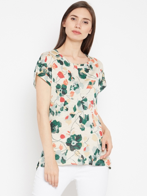 Ruhaans Women Beige Printed Top