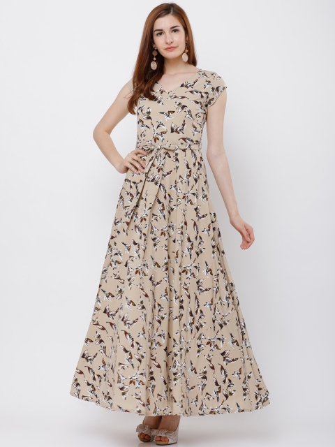 Tokyo Talkies Women Beige Printed Maxi Dress