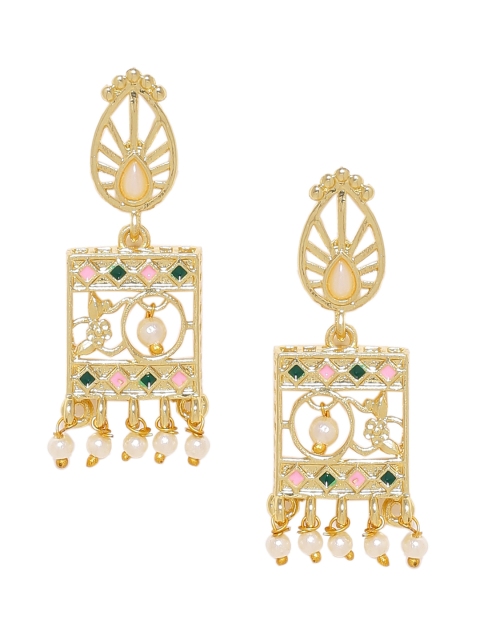 Voylla Gold-Toned Contemporary Drop Earrings