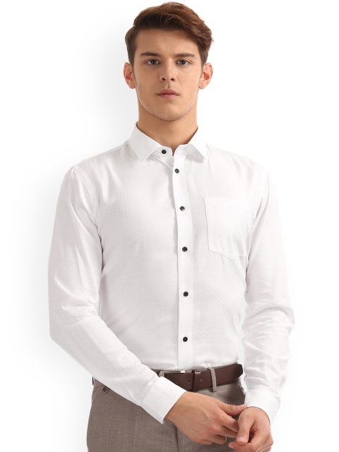 Arrow New York Men White Slim Fit Self Design Casual Shirt