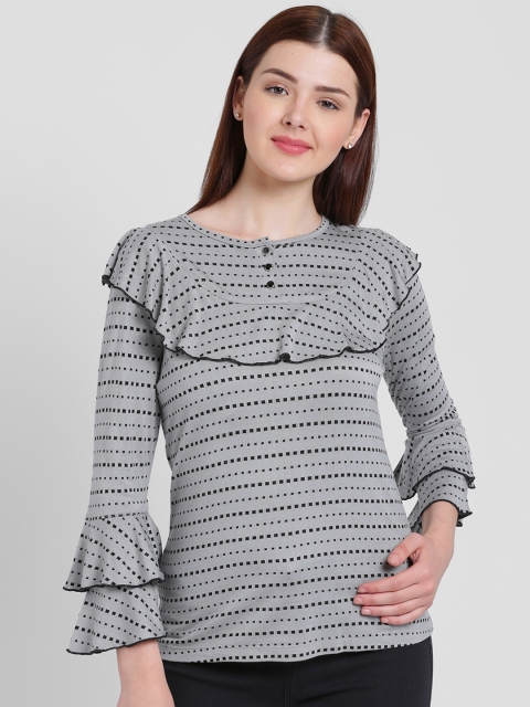 Texco Women Grey Self Design Top