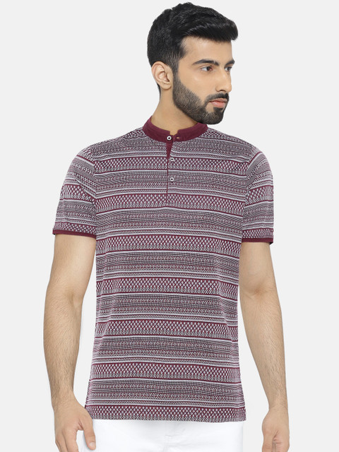 Blackberrys Men Burgundy Blue Pure Cotton Self Design Mandarin Collar Pure Cotton T-shirt
Blackberrys Men Burgundy Blue Pure Cotton Self Design Mandarin Collar Pure Cotton T-shirt