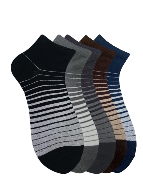 Fontana Unisex Pack of 5 Multicoloured Striped Ankle-Length Socks, Multi