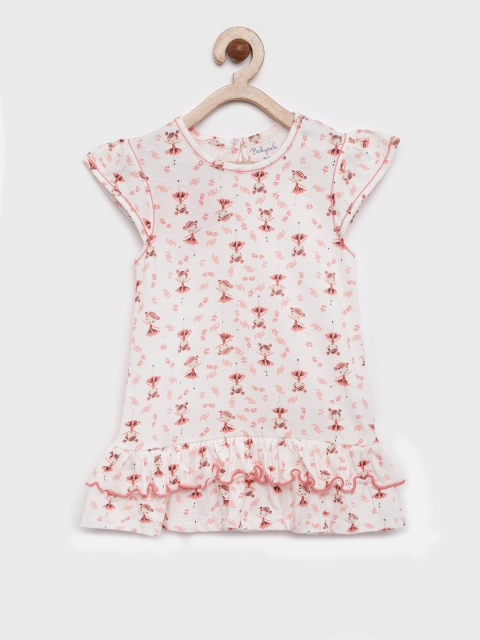 Babysafe Girls Orange Printed Drop-Waist Dress