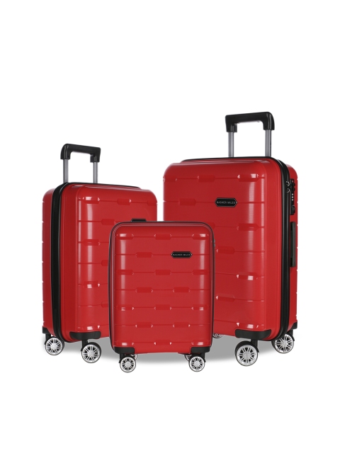 Nasher Miles Unisex Pack of 3 Red Hard-Sided Trolley Bags