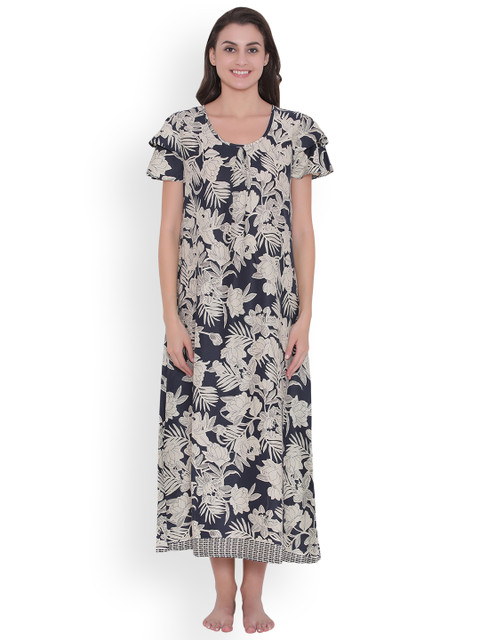 Clovia Navy Blue & Off-White Printed Nightdress NS1096P08XL
Clovia Navy Blue & Off-White Printed Nightdress NS1096P08XL